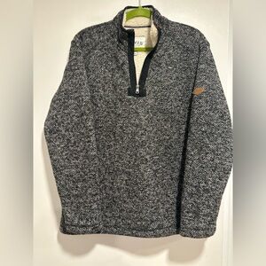 Orvis Brighton Sz: M Sherpa Lined 1/4 Zip Pullover Heather Black White Sweater.